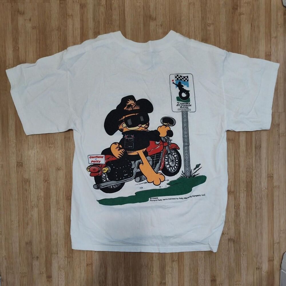 Vintage Garfield Kyle Petty 2002 NASCAR Ride Across America T-shirt Size Large